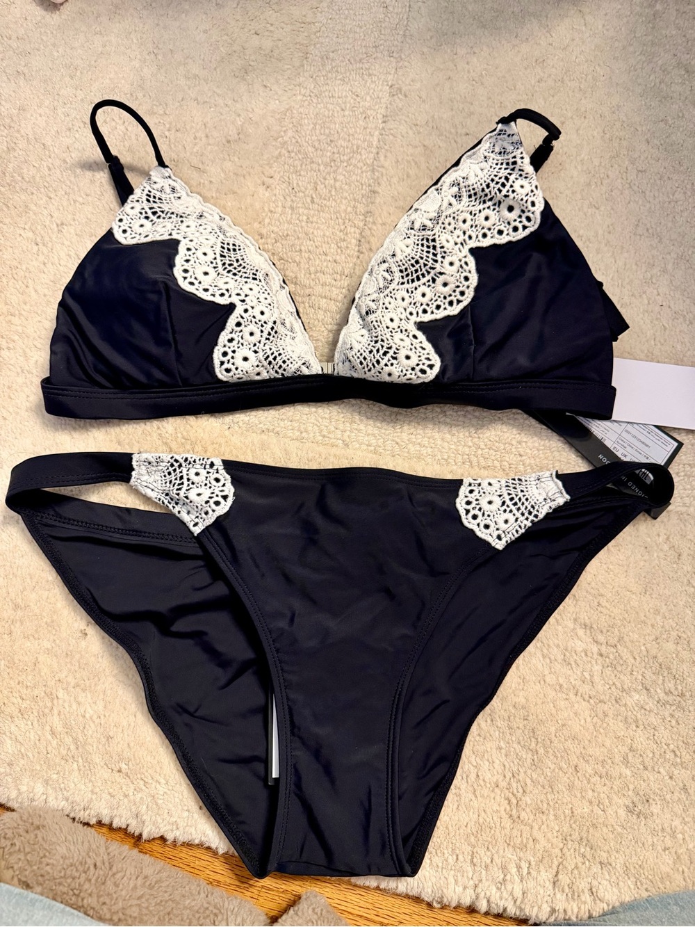 Women’s Black Lace-Trim Bikini Swim Set